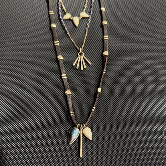 Lucky Brand Jewelry - Elegant Gold, Broen, and Blue Layered Necklace Set